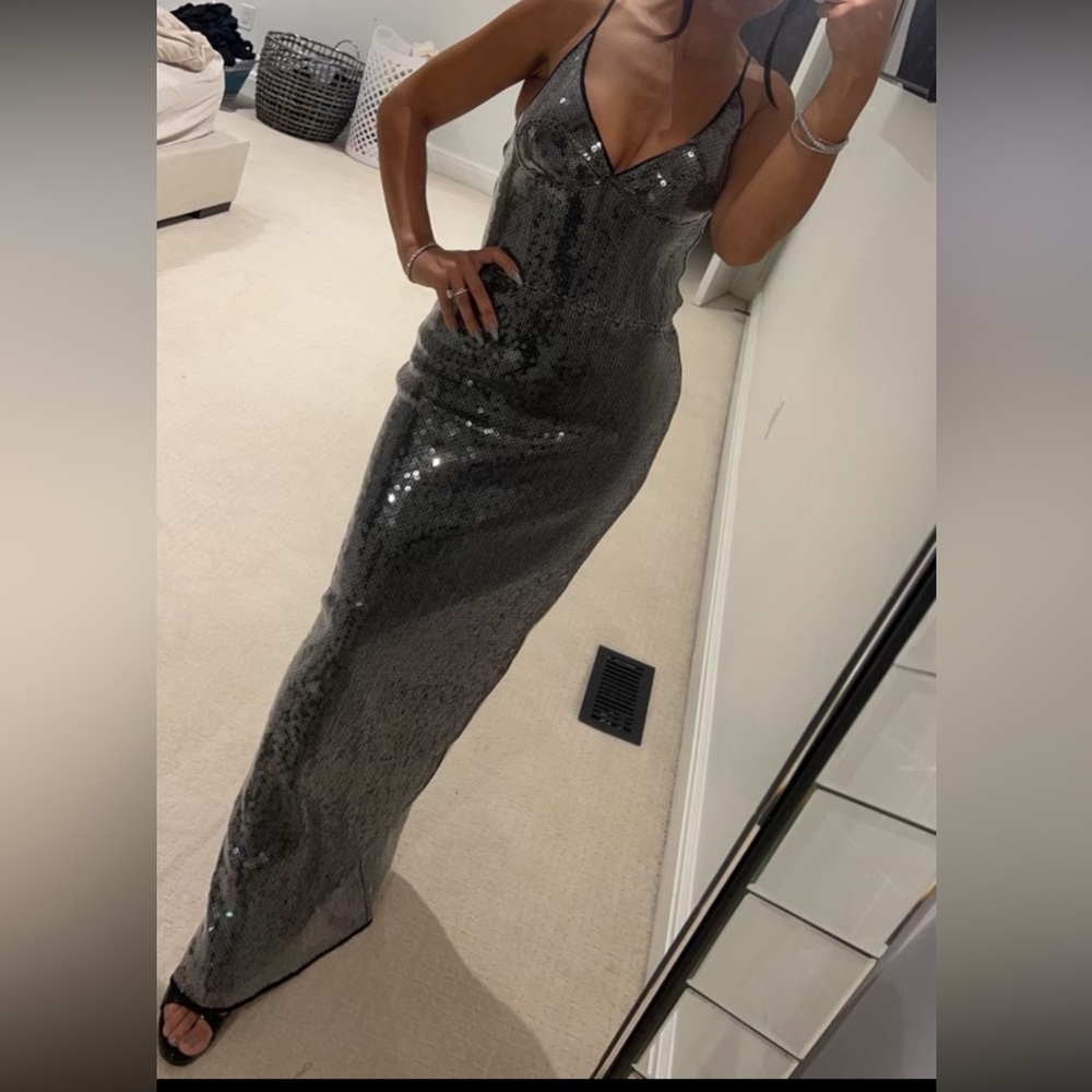 David koma sequin bra detail gown